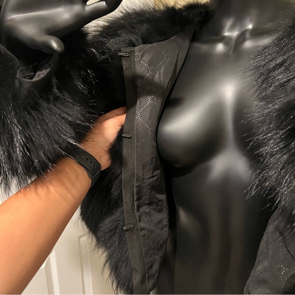 Genuine Raccoon Fur Coat Long Sleeve lined Trench Jacket Parka Puffer bomber fur - Picture 12 of 17